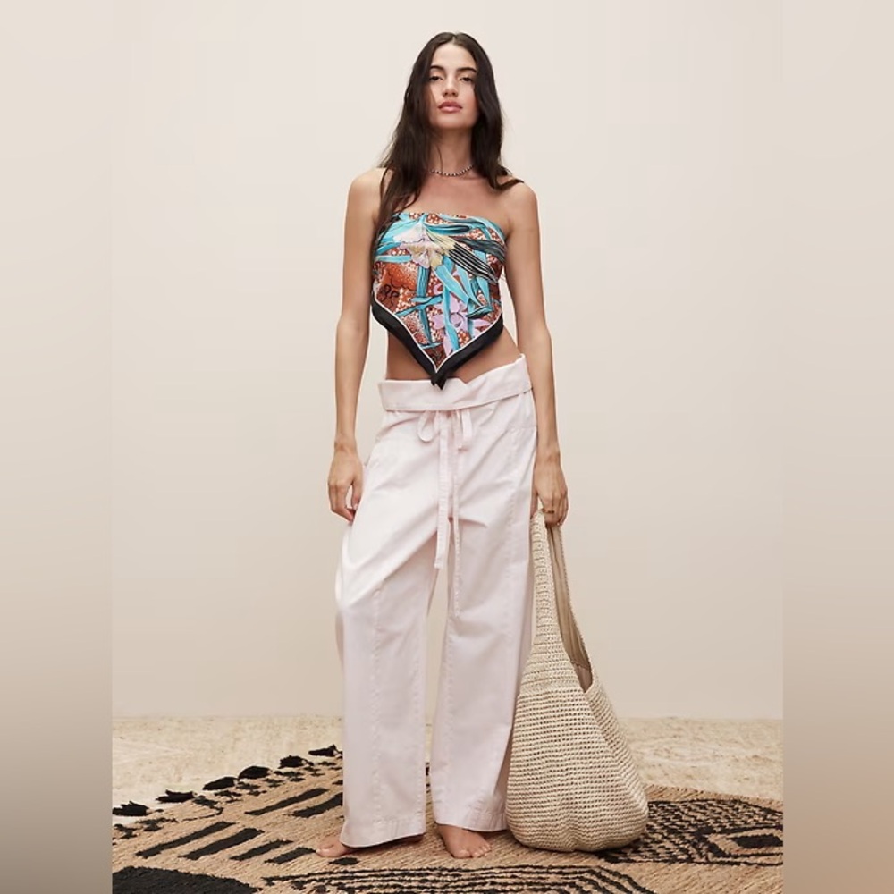 NWT! Banana Republic Light Pink White Lotus Oversized Fisherman Pant XXS PETITE